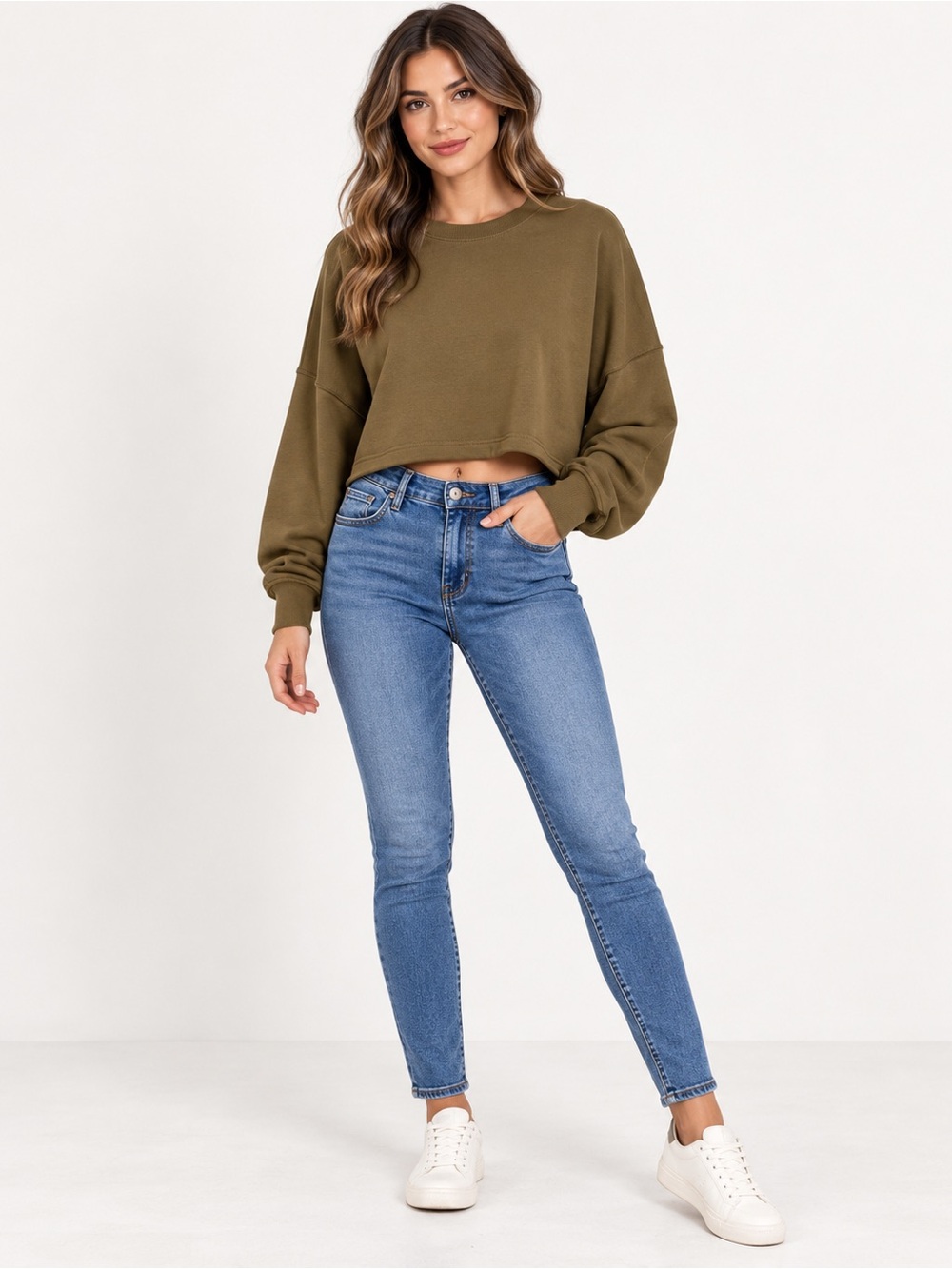 ATHLETA TERRY CROPPED DOLMAN SWEATSHIRT LONG SLEEVE RIBBED CUFFS SIZE LARGE